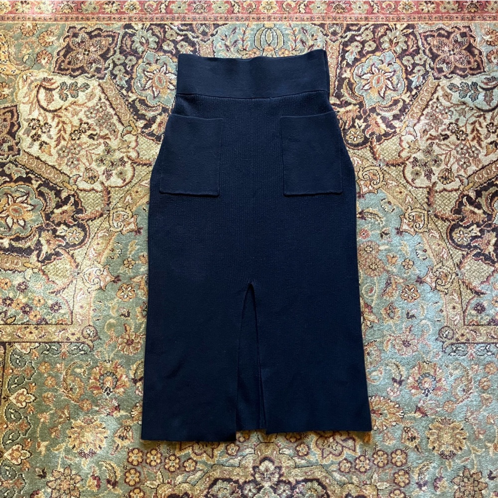 Moussy Black Knit Stretch Pencil Skirt